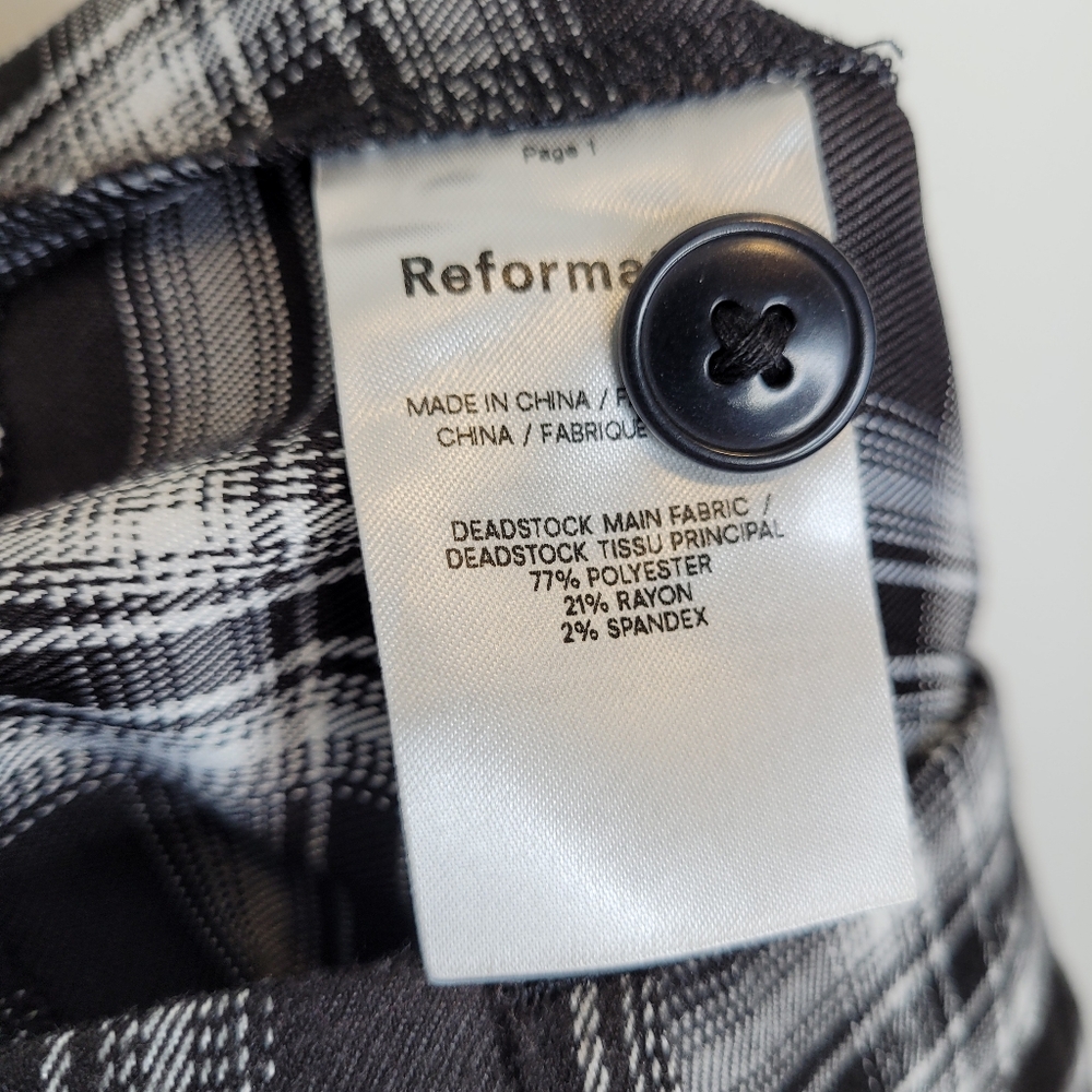 Reformation Franklin Flannel Pants 2 Black Plaid Academia - Picture 7 of 7